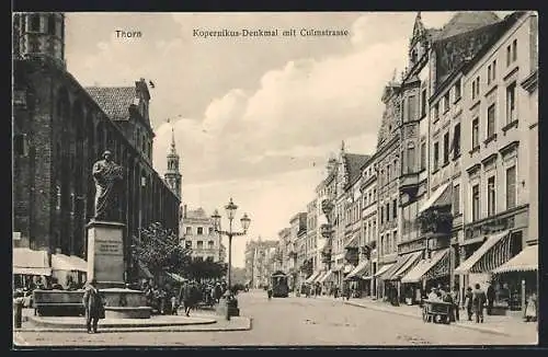 AK Thorn / Torun, Kopernikus Denkmal mit Culmstrasse