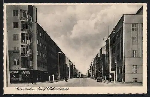 AK Gotenhafen / Gdynia, Blick in die strasse