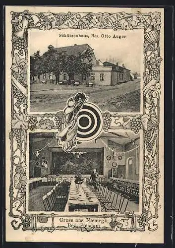 AK Niemegk /Bez. Potsdam, Gasthaus Schützenhaus von Otto Anger, Festsaal