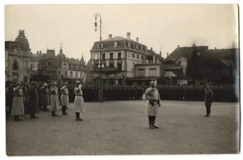 Fotografie 1.WK, König Wilhelm von Württemberg am 13.3.1917 in Colmar bei der Königsparade