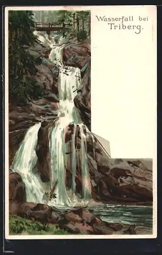 Künstler-AK Carl Biese: Triberg, Blick auf den Wasserfall