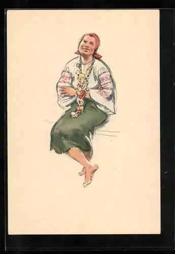 AK Ukrainisches Mädchen in Tracht