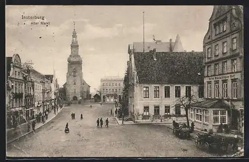 AK Insterburg, Alter Markt mit Hotel Rheinischer Hof