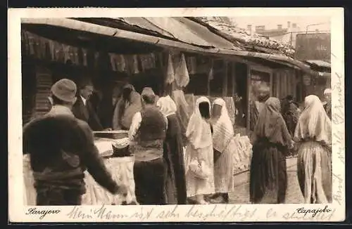 AK Sarajevo, Menschen auf dem Markt