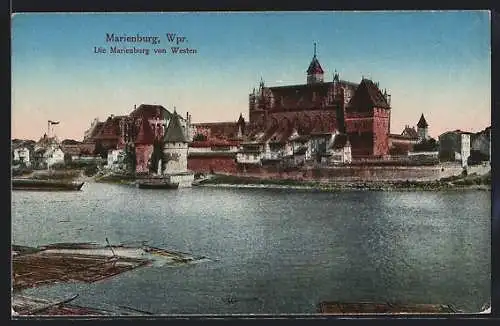 AK Marienburg / Malbork, Marienburg von Westen aus gesehen