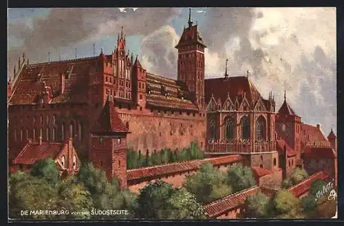 Künstler-AK Marienburg, Die Marienburg von der Südostseite