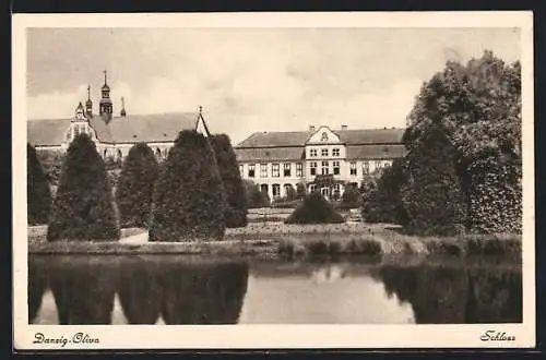 AK Danzig-Oliva, Schloss mit Parkanlagen