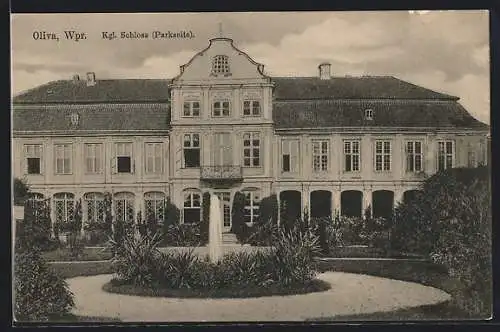 AK Oliva /Wpr., Kgl. Schloss auf der Parkseite