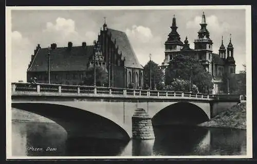 AK Posen / Poznan, Strassenpartie am Dom