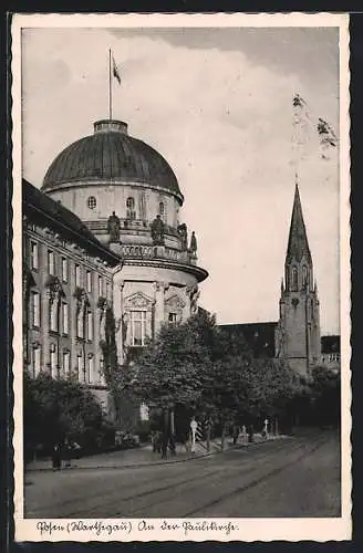 AK Posen, Strasse an der St. Paulikirche
