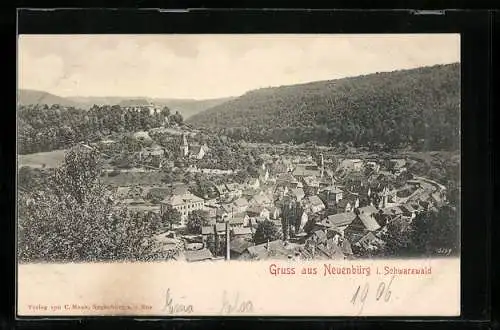 AK Neuenbürg /Schwarzwald, Ortsansicht mit Fernblick