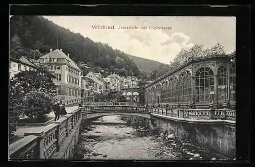 AK Bad Wildbad, Trinkhalle mit Olgastrasse