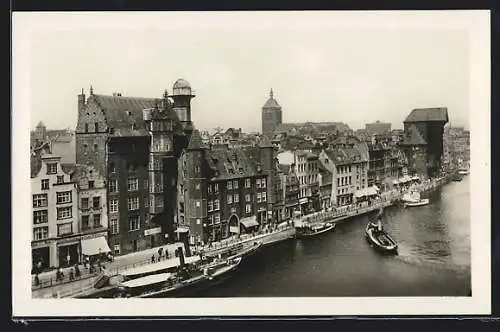 AK Danzig, Langebrücke aus der Vogelschau