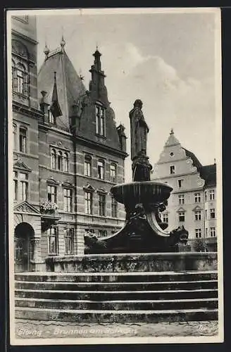 AK Elbing, Brunnen am Rathaus