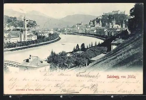 AK Salzburg, Stadtansicht von Mülln