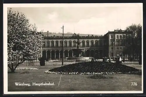 AK Würzburg, Blick zum Hauptbahnhof