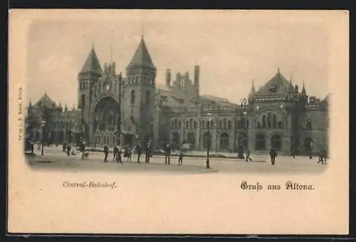 AK Hamburg-Altona, Blick zum Central-Bahnhof