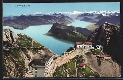 AK Pilatus-Kulm, Hotel mit Blick auf Vierwaldstättersee