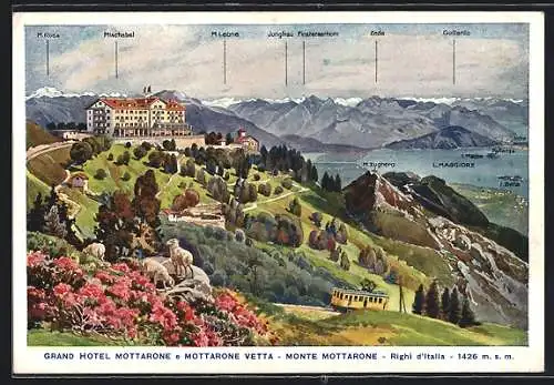 Künstler-AK Stresa, Grand Hotel Mottarone-Righi d`Italia