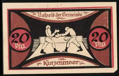 Notgeld Kurzenmoor, 20 Pfennig, Zwei Boxer