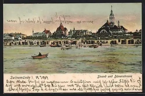 AK Swinemünde, Strand und Dünenstrasse