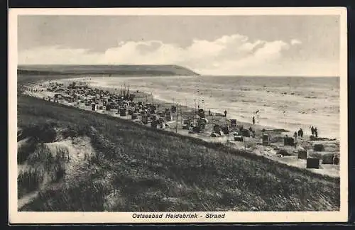 AK Heidebrink /Ostsee, Strand, von den Dünen gesehen