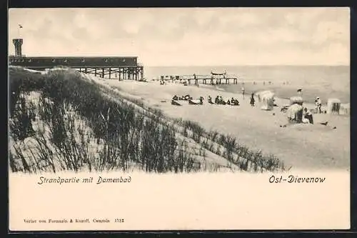 AK Ost-Dievenow, Strandpartie mit Damenbad