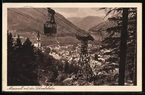 AK Mariazell, Ortsansicht mit der Schwebebahn