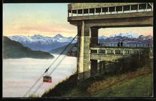 AK Geneve, Teleferique de Saleve, Mer de brouillard et la chaine du Mont-Blanc