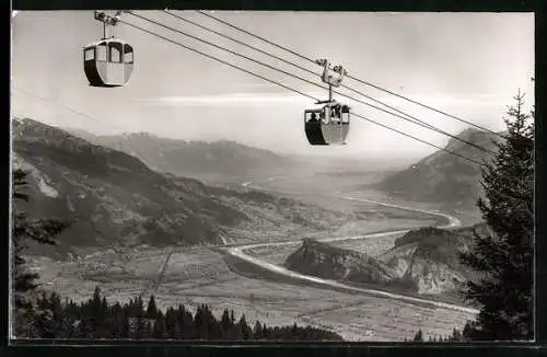 AK Piz Sol, Bergbahn Richtung Bad Ragaz, Blick ins Rheintal