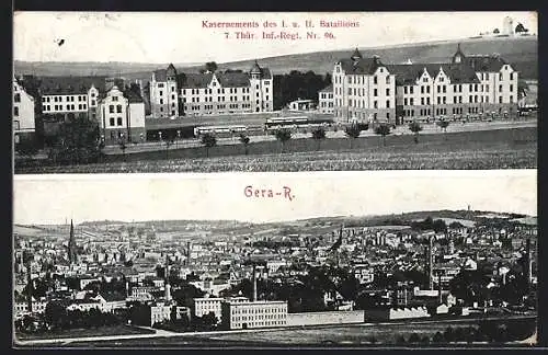 AK Gera-R., Kasernements des I. u. II. Bataillions, 7. Thür. Inf.-Regt. Nr. 96