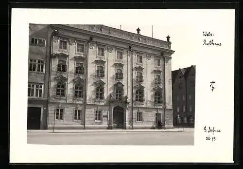 AK Wels, Strassenpartie am Rathaus