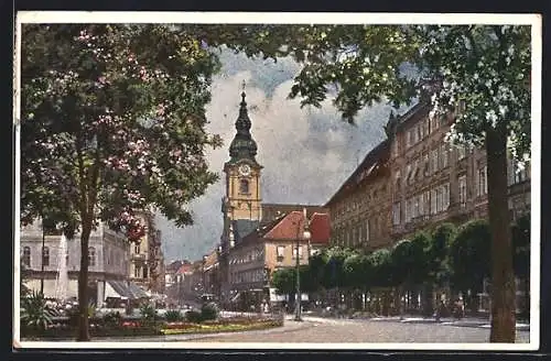 Künstler-AK Graz, auf dem Bismarck-Platz