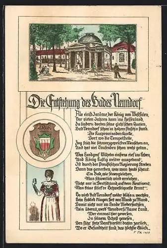 Künstler-AK Bad Nenndorf, Eingang ins Bad, Gedicht