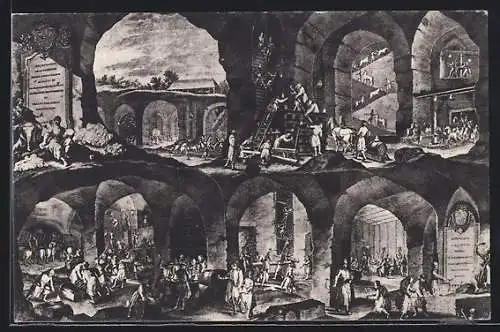 AK Wieliczka, Idealer Grubenquerschnitt nach Stich vn G. Borlach 1723