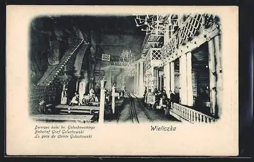 AK Wieliczka, Salzbergwerk, Bahnhof Graf Goluchowski