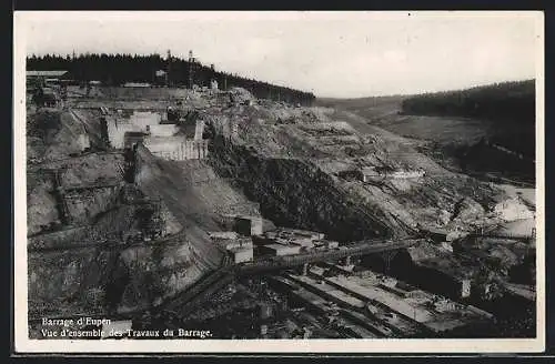 AK Eupen, Barrage d`Eupen, Vue d`ensemble des Travaux du Barrage