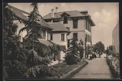 AK Neuchatel, Hotel Villabelle im Sonnenschein