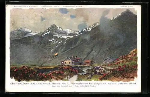 Künstler-AK Erzherzogin-Valerie-Haus, Blick auf das Alpenrestaurant, Bes. Johanna Stöckl