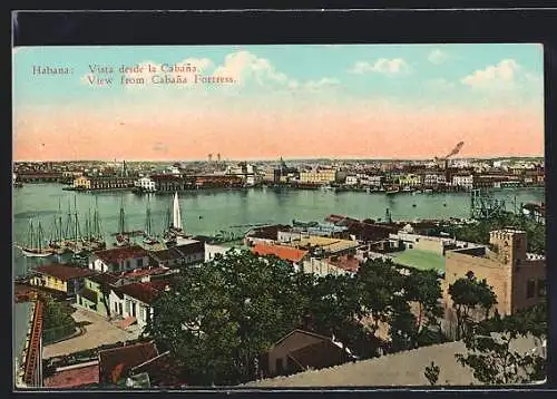 AK Habana / Havana, Vista desde la Cabana, View from Cabana Castle, Boote