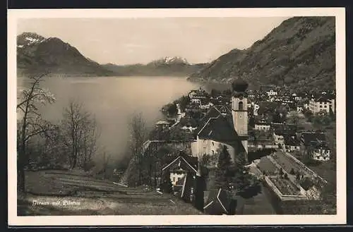 AK Gersau, Ortsansicht mit Pilatus