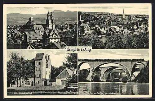 AK Kempten i. Allg., Haubenschloss und Eisenbahn-Viadukte