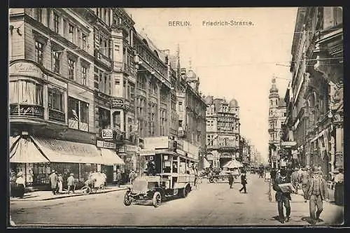 AK Berlin, Partie in der Friedrichstrasse mit Geschäften