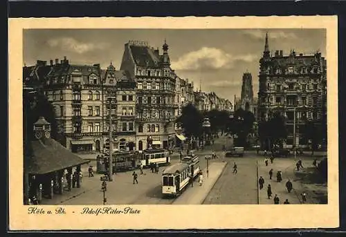 AK Köln-Neustadt, Platz mit Strassenbahn