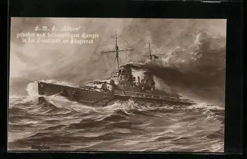 AK Kriegsschiff S.M.S. Lützow, gesunken nach heldenmütigem Kampfe in der Seeschlacht am Skagerrak, 1. Weltkrieg