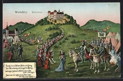 Künstler-AK Weinsberg, Belagerung der Burg Weibertreu