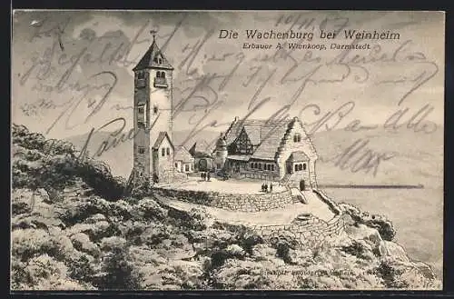 Künstler-AK Weinheim / B., Die Wachenburg