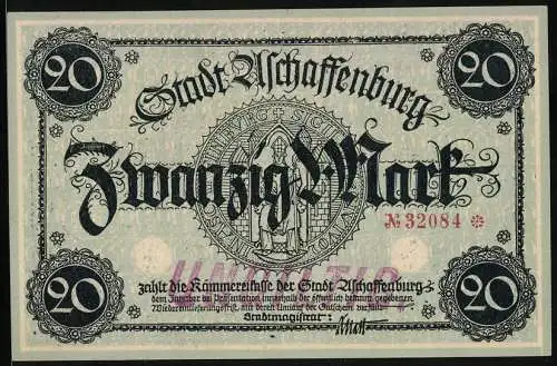 Notgeld Aschaffenburg, 20 Mark, Ansicht der Burg