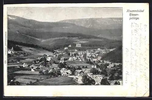 AK Krummhübel /Riesengebirge, Totalansicht aus der Vogelschau