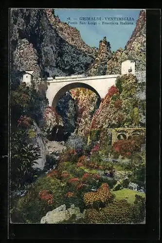 AK Menton, Pont Saint-Louis, Frontière Franco-Italienne